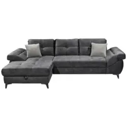 Ecksofa in Mikrovelours Anthrazit