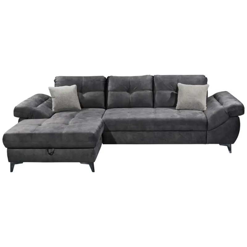 Ecksofa in Mikrovelours Anthrazit