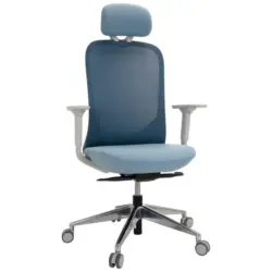 Drehstuhl in Netzbespannung, Flachgewebe Wei&szlig;, Hellblau