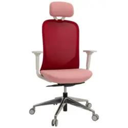 Drehstuhl in Netzbespannung, Flachgewebe Rosa, Weiß