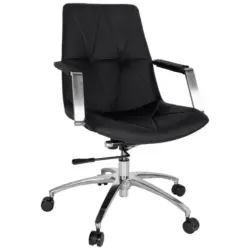 Drehstuhl in Lederlook Schwarz