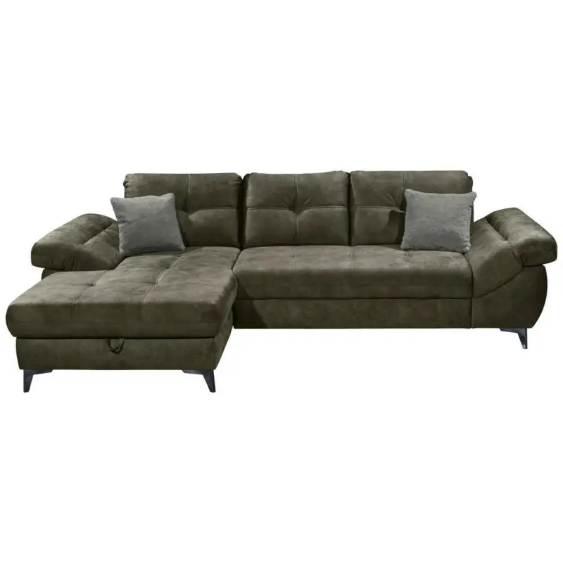 Ecksofa in Mikrovelours Grau