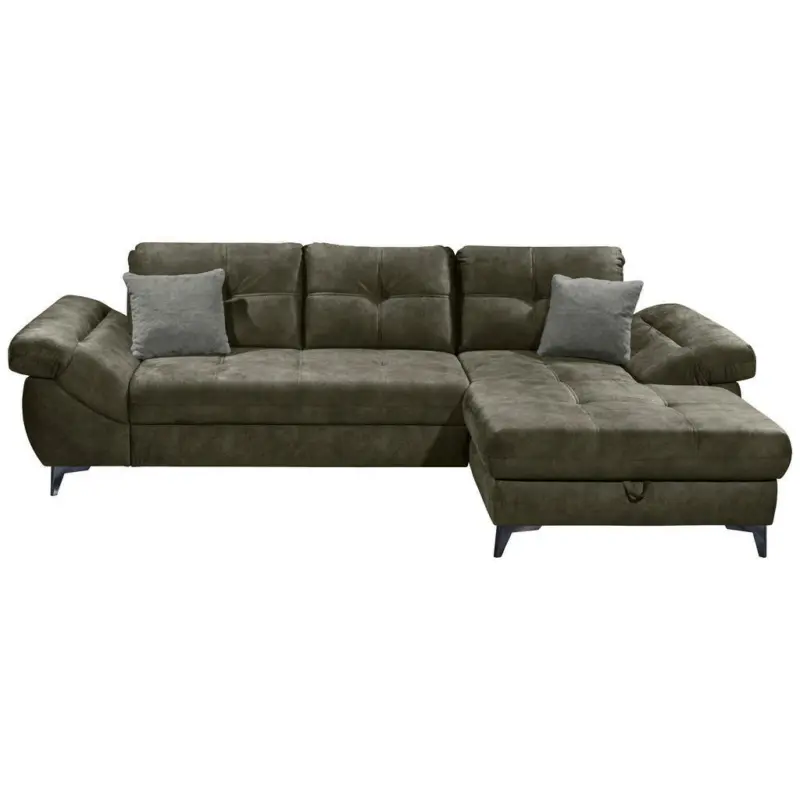 Ecksofa in Mikrovelours Grau