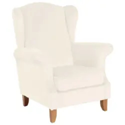 Ohrensessel in Samt, Velours Creme