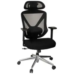 Drehstuhl in Netzbespannung, Flachgewebe Schwarz