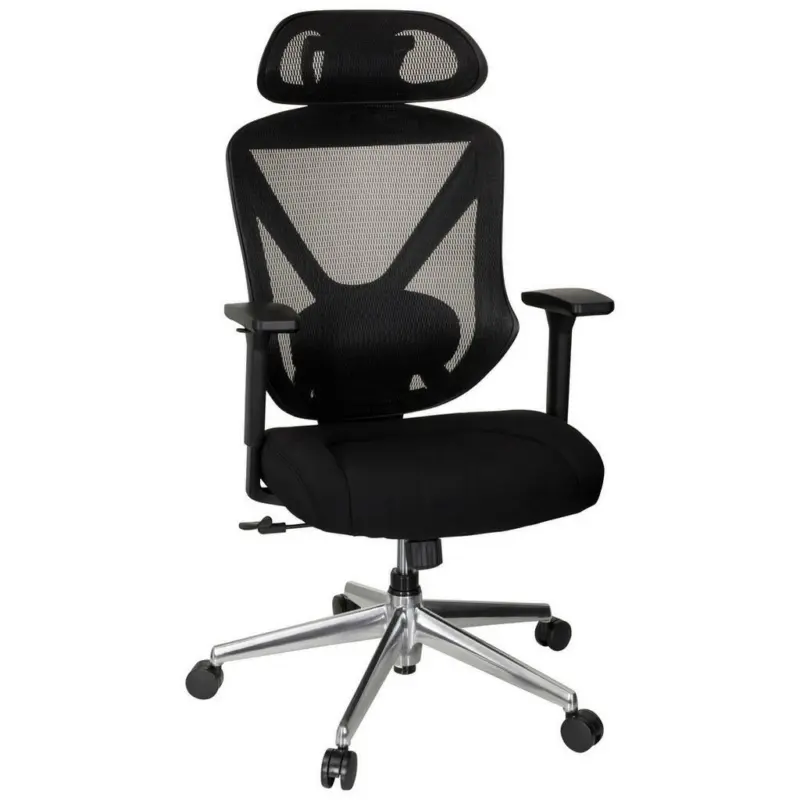 Drehstuhl in Netzbespannung, Flachgewebe Schwarz