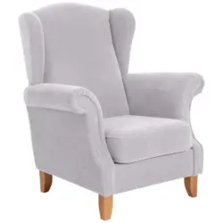 Ohrensessel in Velours Silberfarben