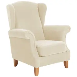 Ohrensessel in Velours Creme