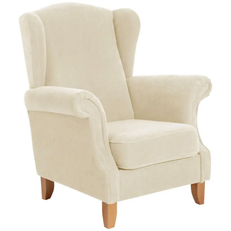 Ohrensessel in Velours Creme