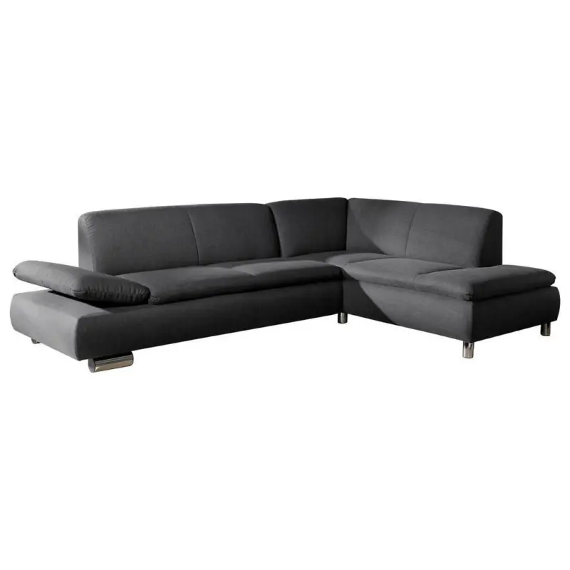 Ecksofa in Flachgewebe, Leinenoptik Anthrazit