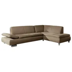 Ecksofa in Flachgewebe, Leinenoptik Taupe