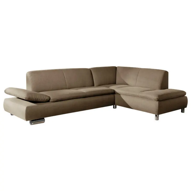 Ecksofa in Flachgewebe, Leinenoptik Taupe
