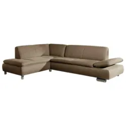 Ecksofa in Flachgewebe, Leinenoptik Taupe