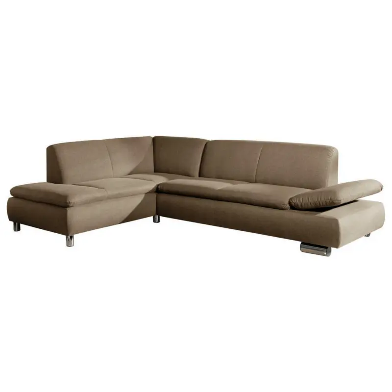 Ecksofa in Flachgewebe, Leinenoptik Taupe