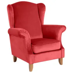 Ohrensessel in Samt, Velours Hellrot