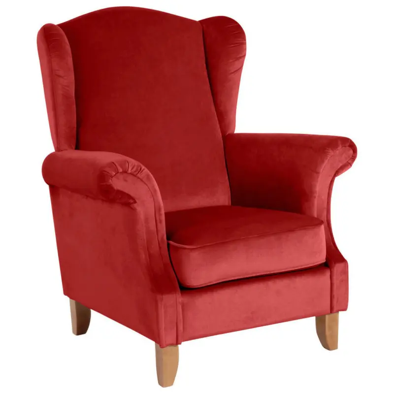 Ohrensessel in Samt, Velours Rot