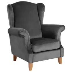 Ohrensessel in Samt, Velours Anthrazit