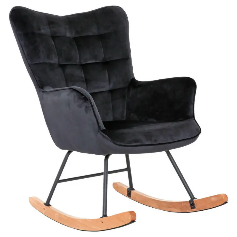 Schaukelsessel in Samt Schwarz