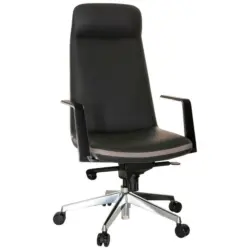 Chefsessel in Lederlook Grau, Beige