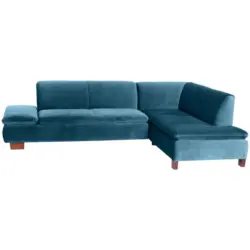Ecksofa in Samt, Velours Petrol