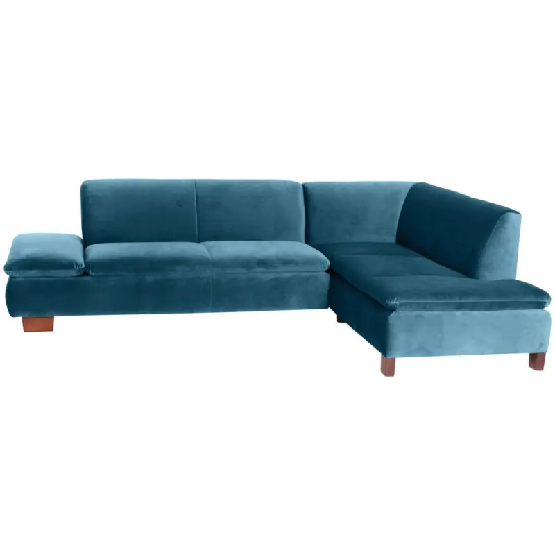 Ecksofa in Samt, Velours Petrol