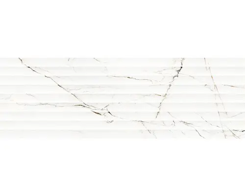 Steingut Dekorfliese Torano 33,3x100,0 cm weiß matt rektifiziert