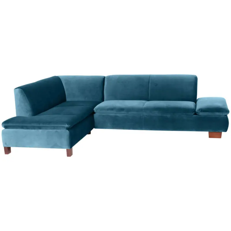 Ecksofa in Samt, Velours Petrol