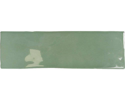 Steingut Wandfliese Borgo 6,5x20,0 cm grün glänzend
