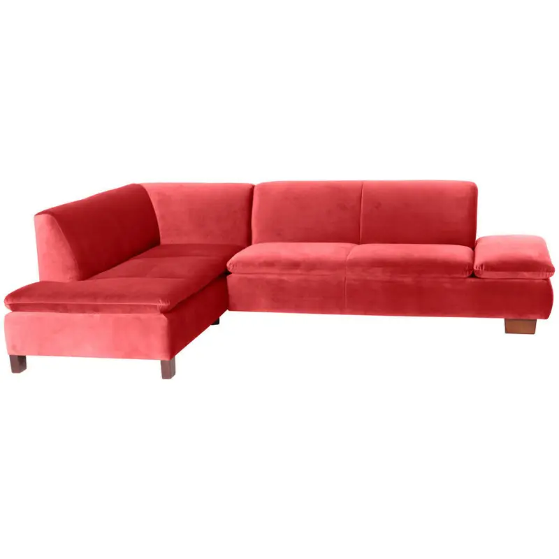Ecksofa in Samt, Velours Rot