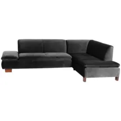 Ecksofa in Samt, Velours Schwarz