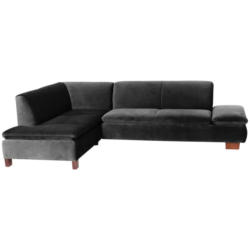 Ecksofa in Samt, Velours Schwarz