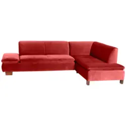 Ecksofa in Samt, Velours Hellrot