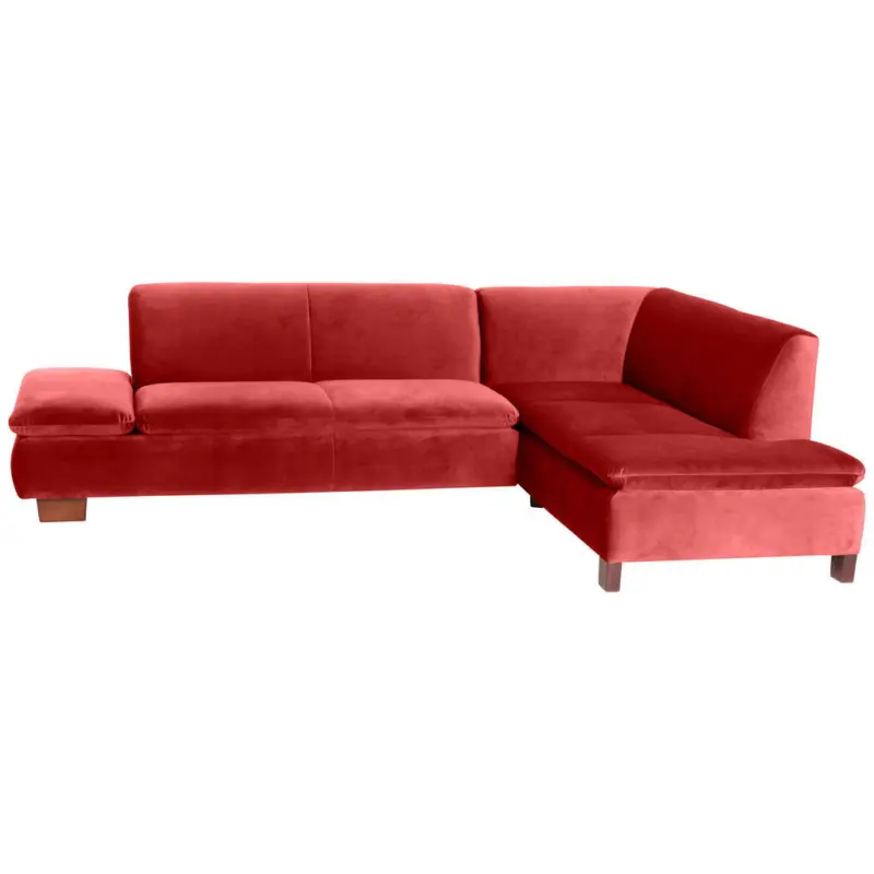 Ecksofa in Samt, Velours Hellrot