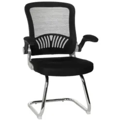 Besucherstuhl in Netzbespannung, Flachgewebe Schwarz