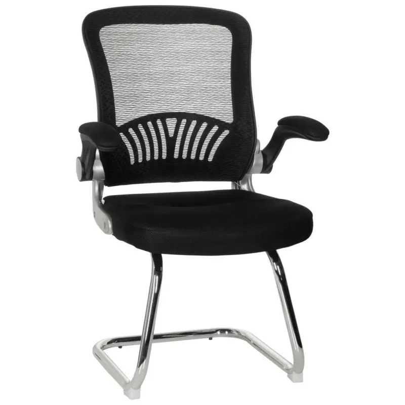 Besucherstuhl in Netzbespannung, Flachgewebe Schwarz