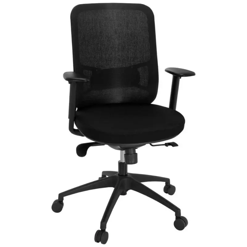 Drehstuhl in Netzbespannung, Flachgewebe Schwarz