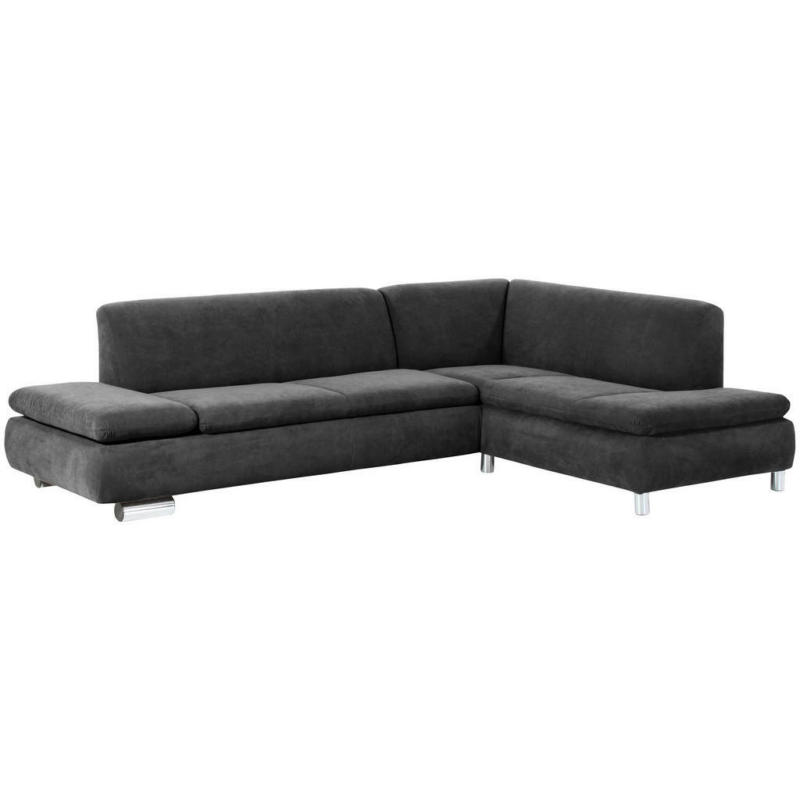 Ecksofa in Velours Anthrazit