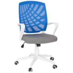 Drehstuhl in Netzbespannung, Flachgewebe Blau, Grau, Weiß