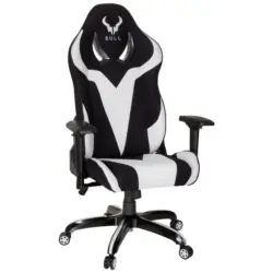 Gamingstuhl in Flachgewebe Schwarz, Weiß