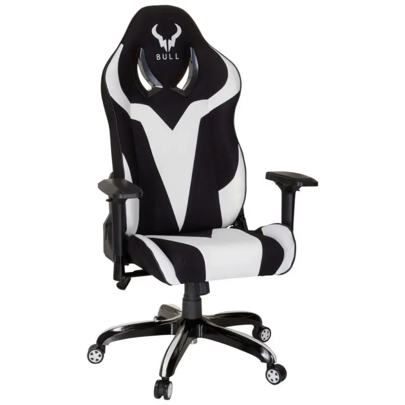 Gamingstuhl in Flachgewebe Schwarz, Weiß