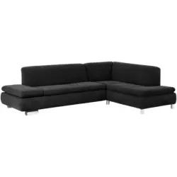 Ecksofa in Velours Schwarz