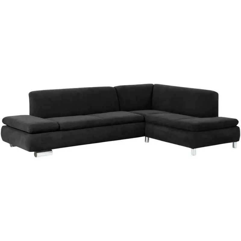 Ecksofa in Velours Schwarz