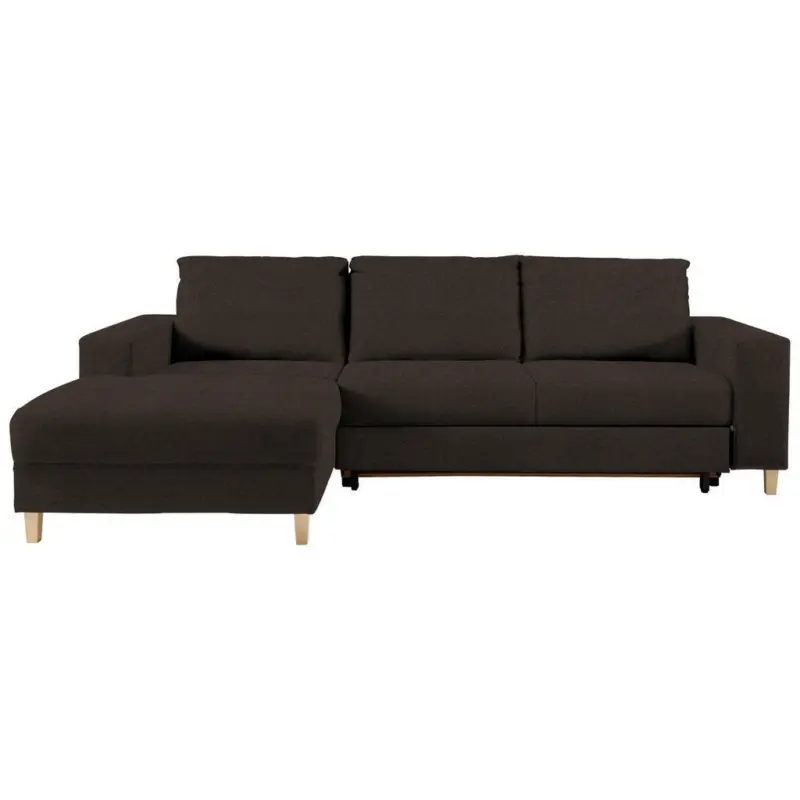 Ecksofa in Webstoff Dunkelbraun