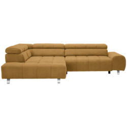 Ecksofa in Webstoff Goldfarben