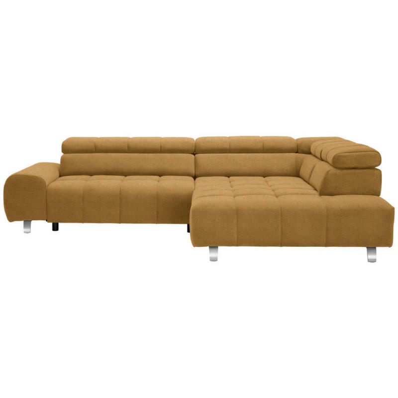 Ecksofa in Webstoff Goldfarben