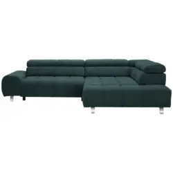 Ecksofa in Webstoff Dunkelgr&uuml;n