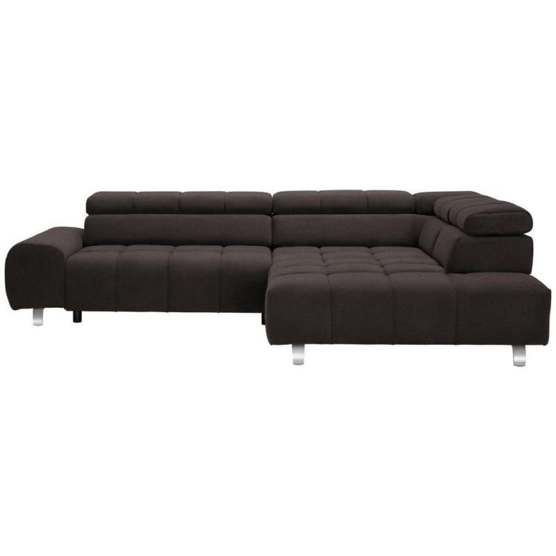 Ecksofa in Velours Dunkelbraun