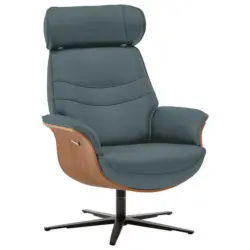 Relaxsessel in Leder Blau, Grau