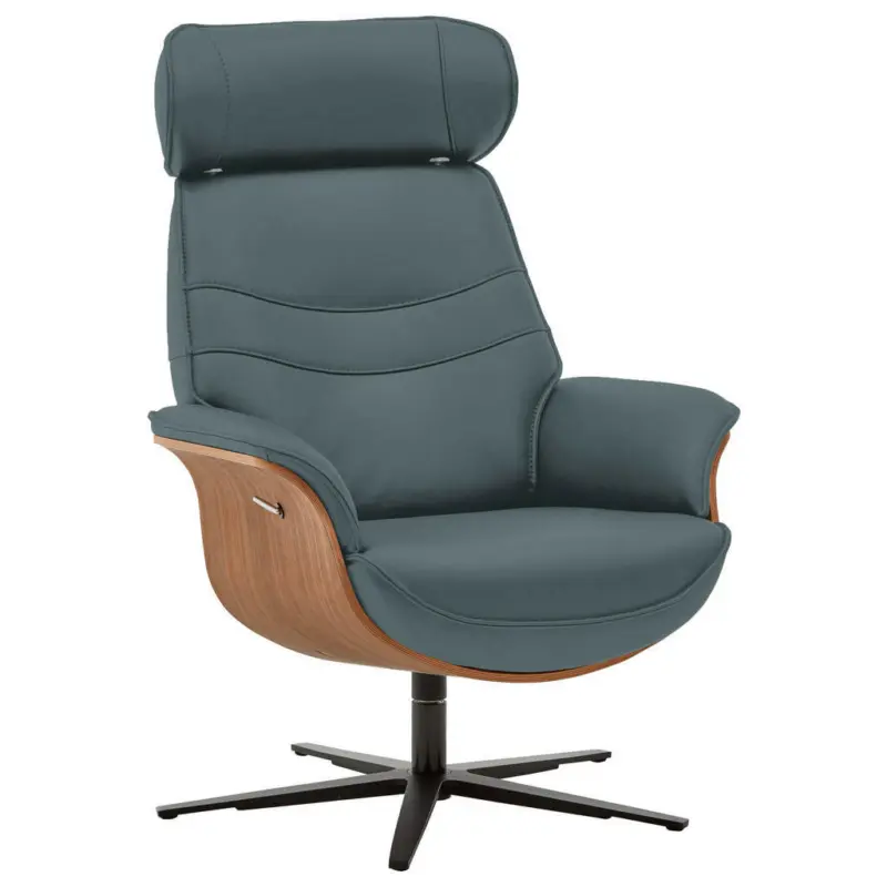 Relaxsessel in Leder Blau, Grau