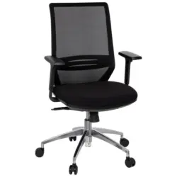 Drehstuhl in Netzbespannung, Flachgewebe Schwarz